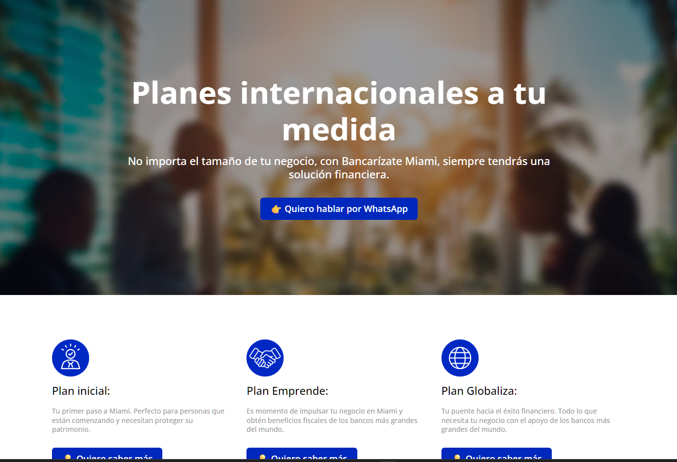 Captura de landing de captación y WhatsApp